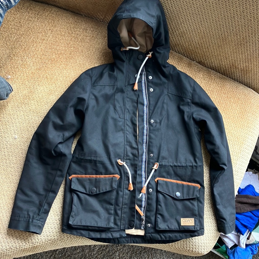 Canvas Hooded Parka Jacket in Black